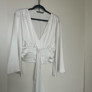 Zara white blouse cropped